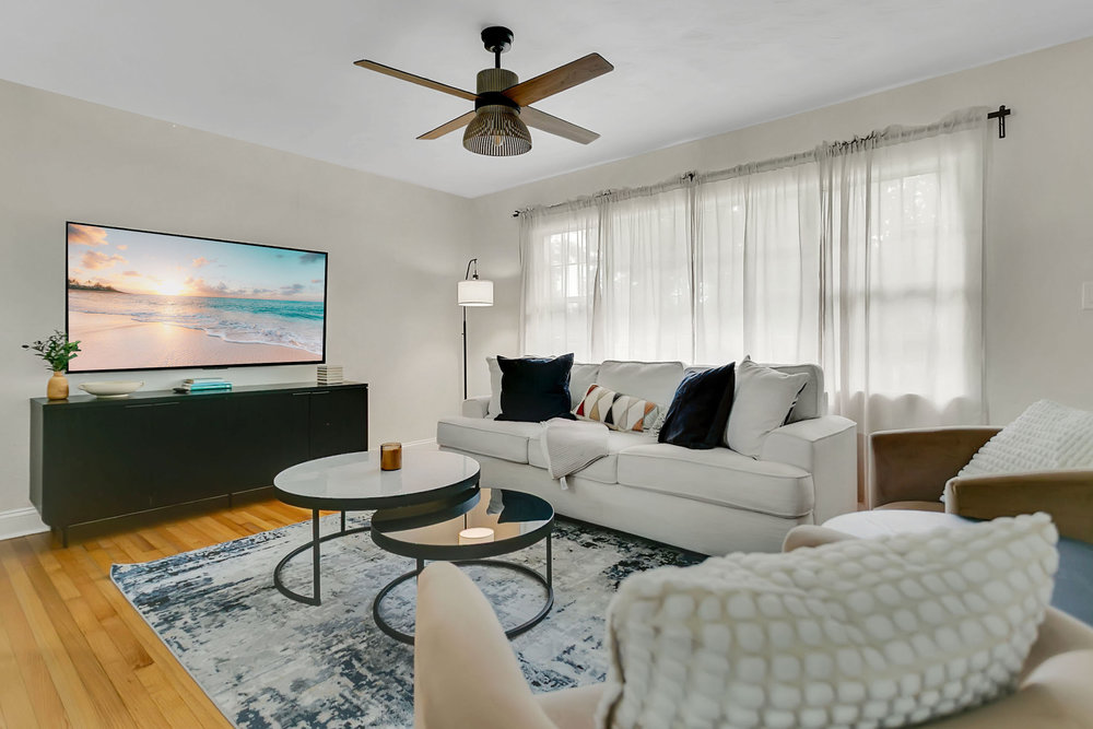 Living room with Roku TV